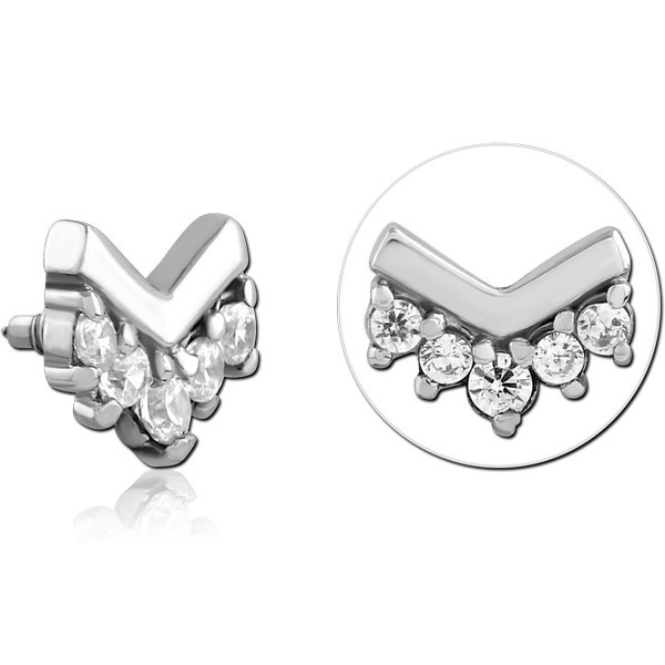 SURGICAL STEEL JEWELED MICRO ATTACHMENT FOR 1.2MM INTERNALLY THREADED PINS