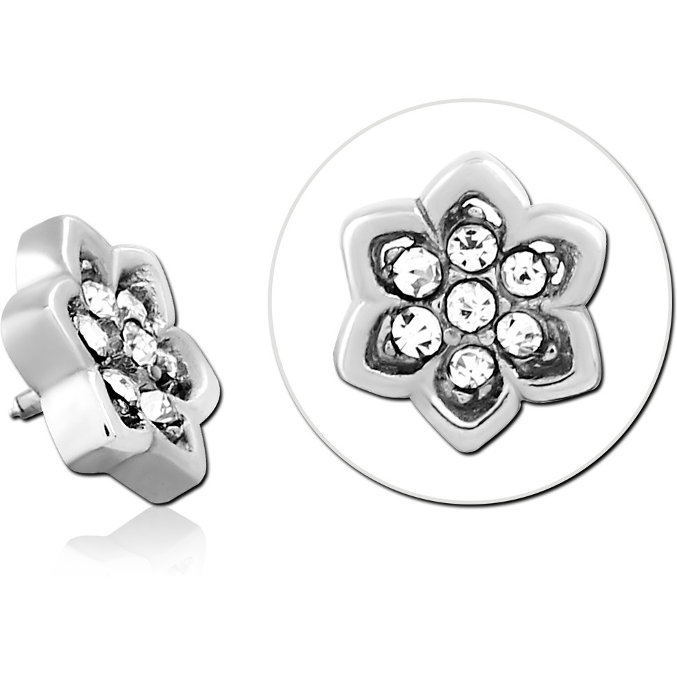 SURGICAL STEEL JEWELED MICRO ATTACHMENT FOR 1.2MM INTERNALLY THREADED PINS - FLOWER