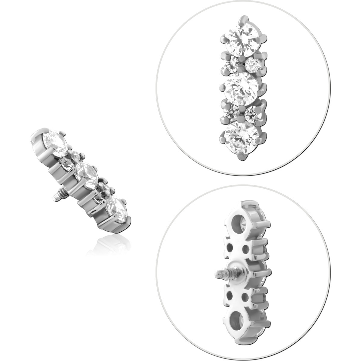 SURGICAL STEEL JEWELED MICRO ATTACHMENT FOR 1.2MM INTERNALLY THREADED PINS