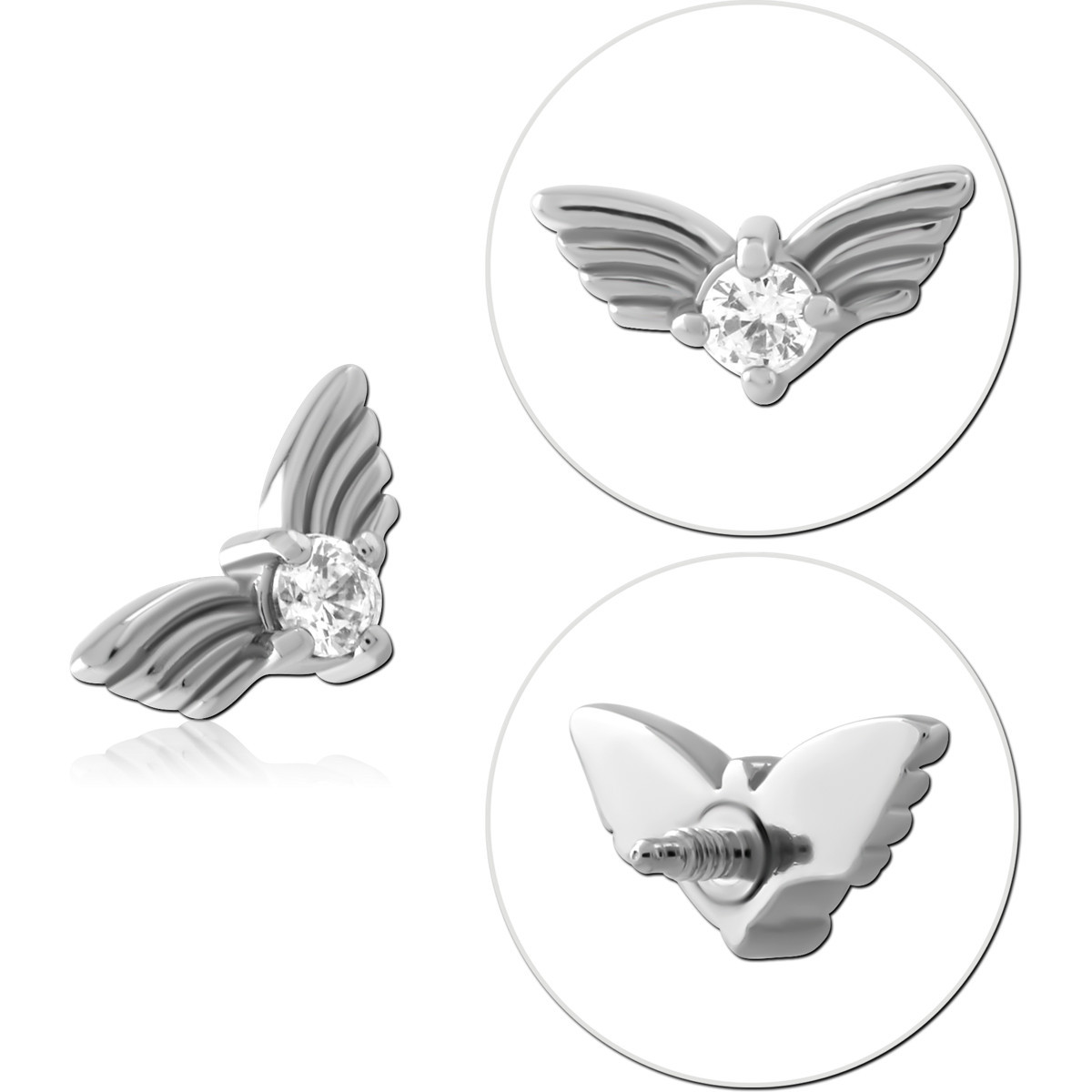 SURGICAL STEEL JEWELED MICRO ATTACHMENT FOR 1.2MM INTERNALLY THREADED PINS