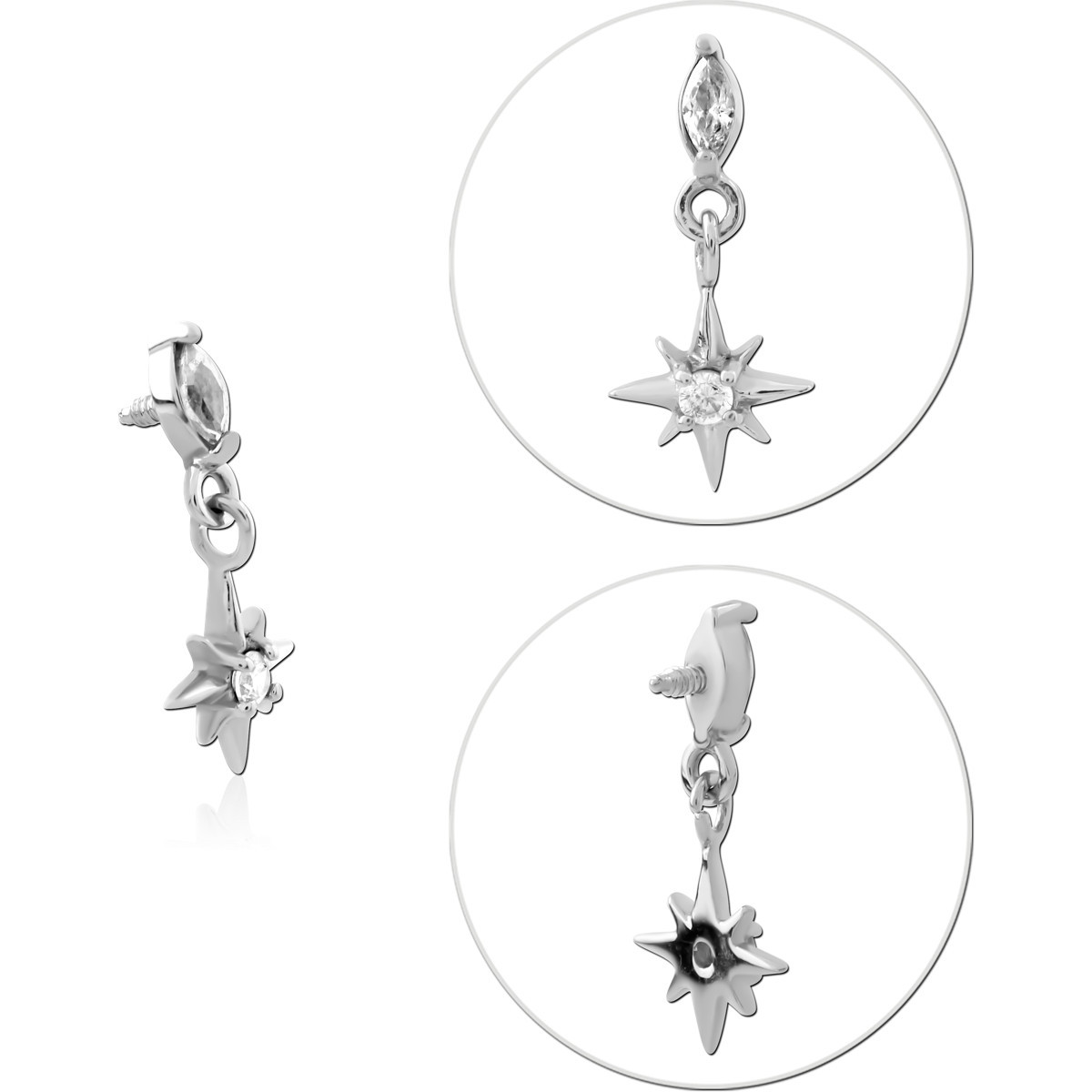 SURGICAL STEEL JEWELED MICRO ATTACHMENT FOR 1.2MM INTERNALLY THREADED PINS