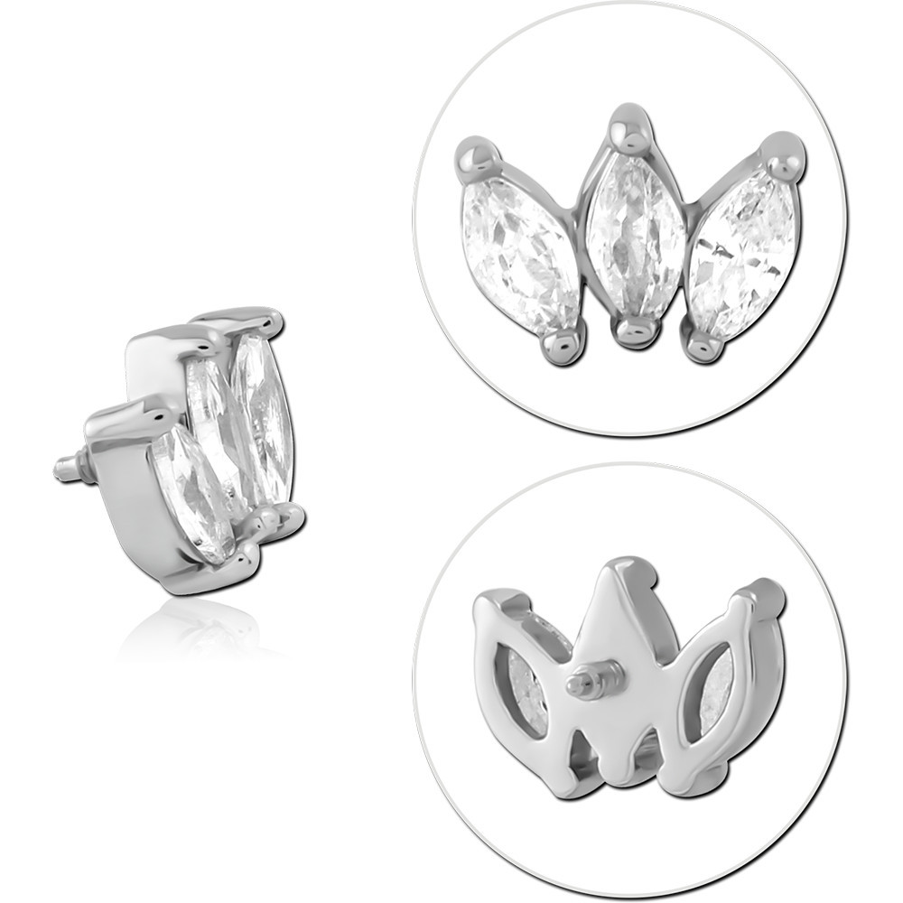SURGICAL STEEL JEWELED MICRO ATTACHMENT FOR 1.2MM INTERNALLY THREADED PINS