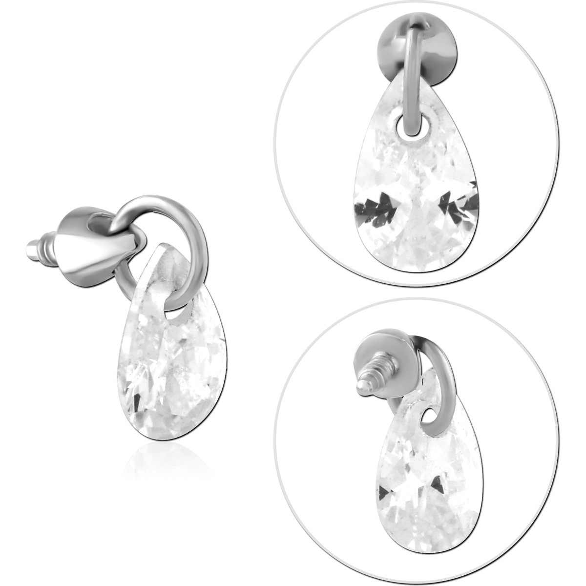 SURGICAL STEEL JEWELED MICRO ATTACHMENT FOR 1.2MM INTERNALLY THREADED PINS