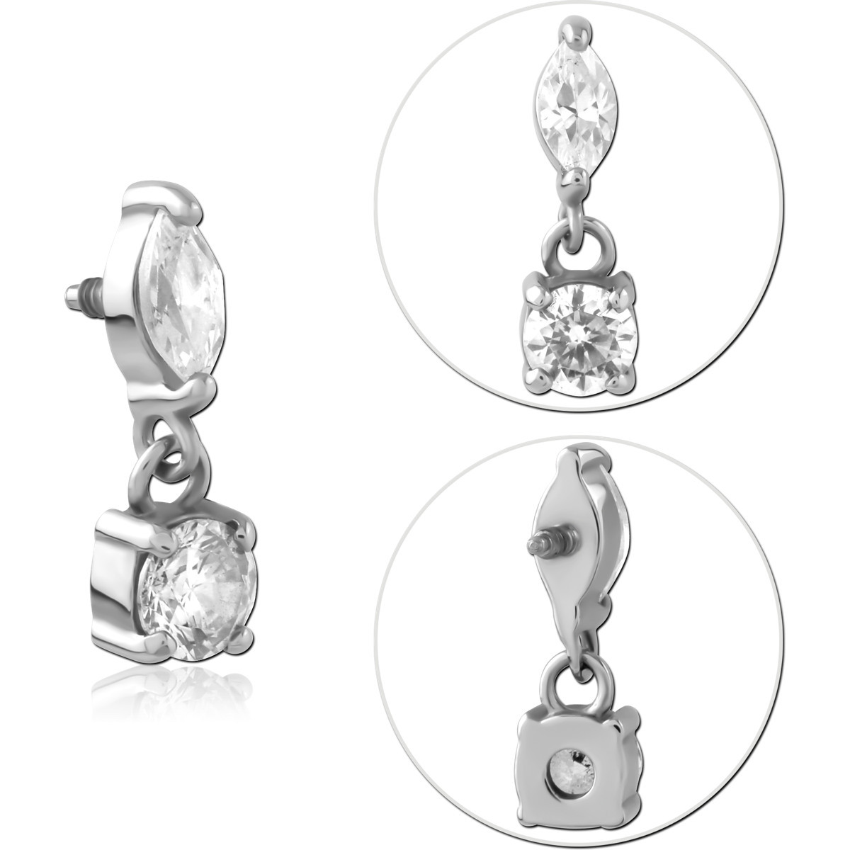 SURGICAL STEEL JEWELED MICRO ATTACHMENT FOR 1.2MM INTERNALLY THREADED PINS