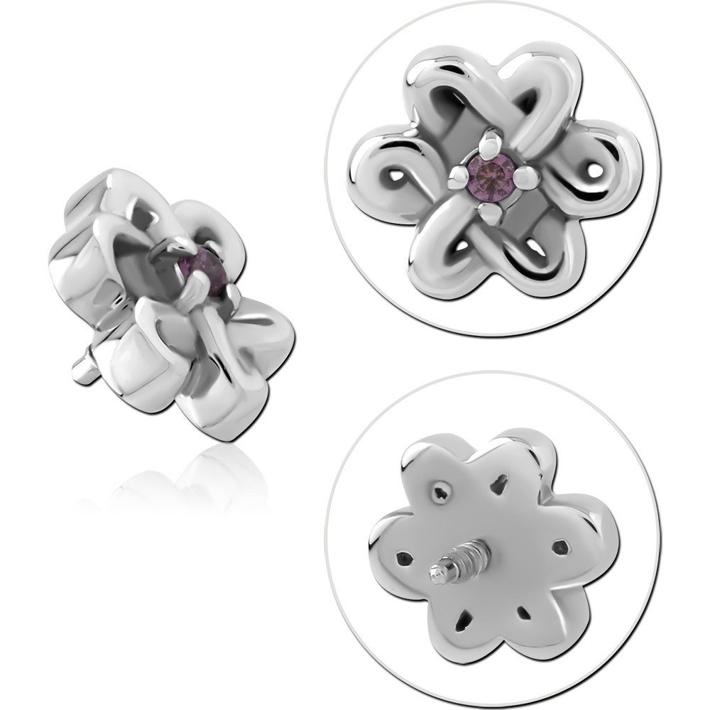 SURGICAL STEEL JEWELED MICRO ATTACHMENT FOR 1.2MM INTERNALLY THREADED PINS