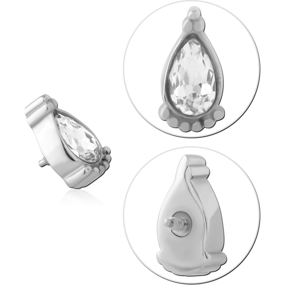 316L SURGICAL STEEL INTERNALLY THREADED TOP PEAR