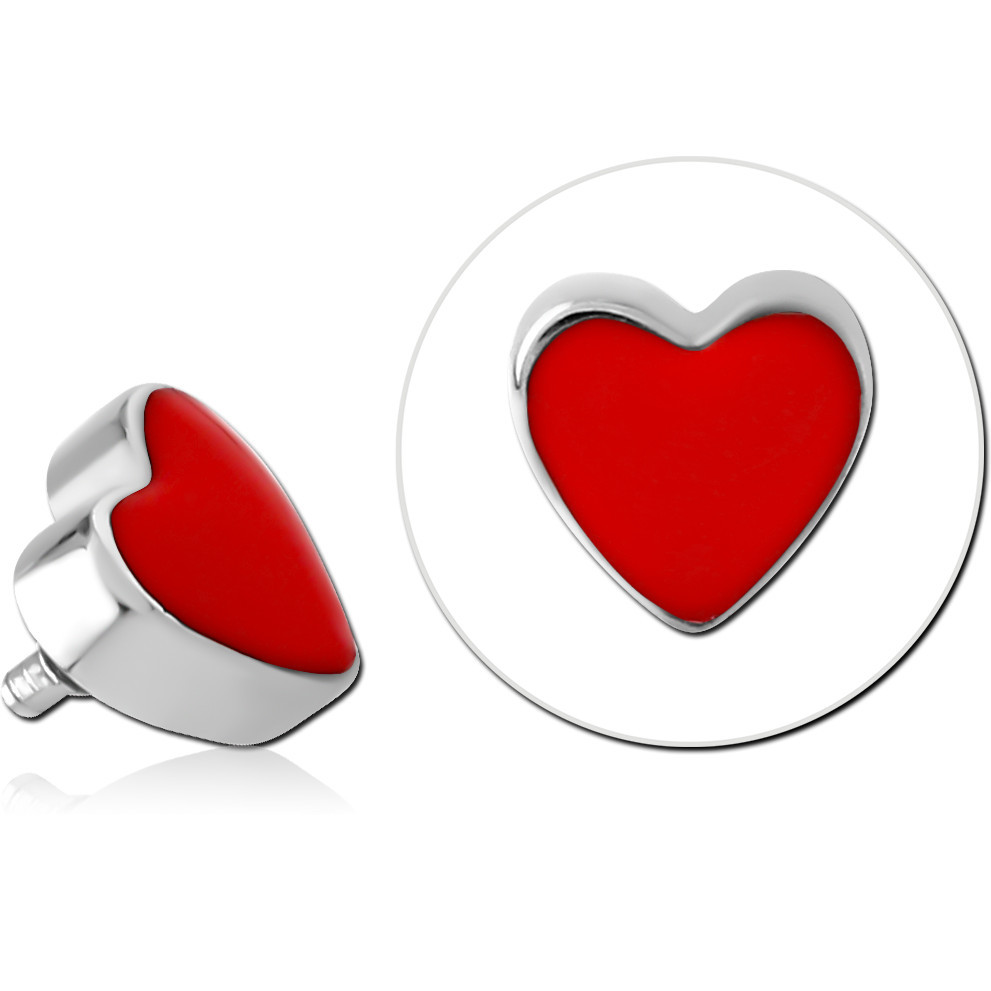 SURGICAL STEEL MICRO ATTACHMENT WITH ENAMEL FOR 1.2MM INTERNALLY THREADED PINS - HEART