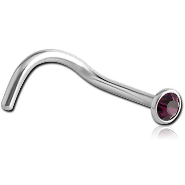 SURGICAL STEEL HIGH END CRYSTAL JEWELLED CURVED NOSE STUD