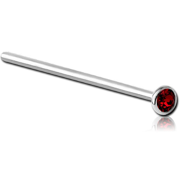 SURGICAL STEEL JEWELED STRAIGHT NOSE STUD 15MM