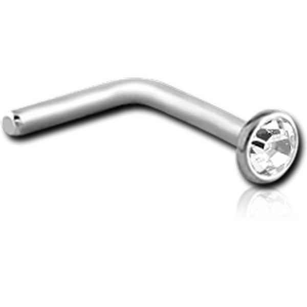 SURGICAL STEEL HIGH END CRYSTAL JEWELLED 90 DEGREE NOSE STUD