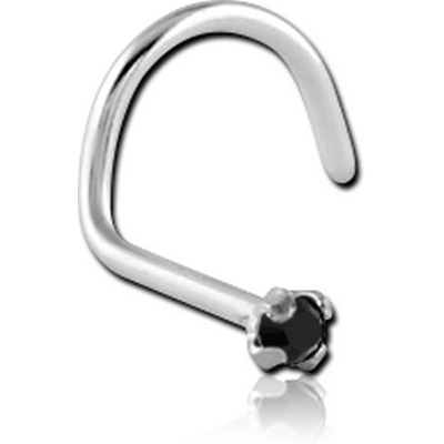 SURGICAL STEEL LARGE LEFT CURVED PRONG SET 1.5MM JEWELLED NOSE STUD