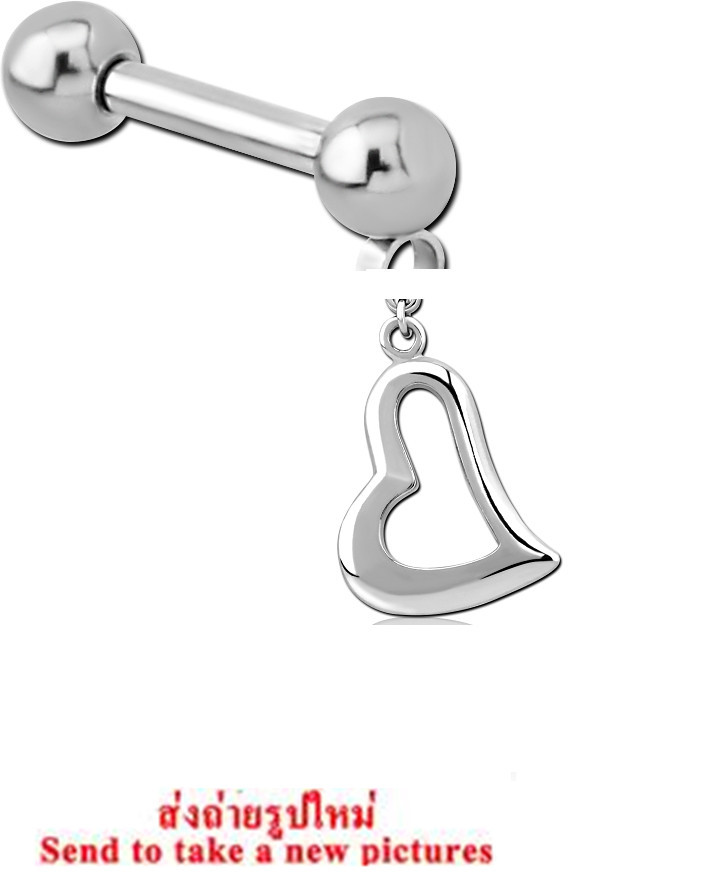 316L SURGICAL STEEL MICRO BARBELL WITH DANGLING OPEN HEART CHARM