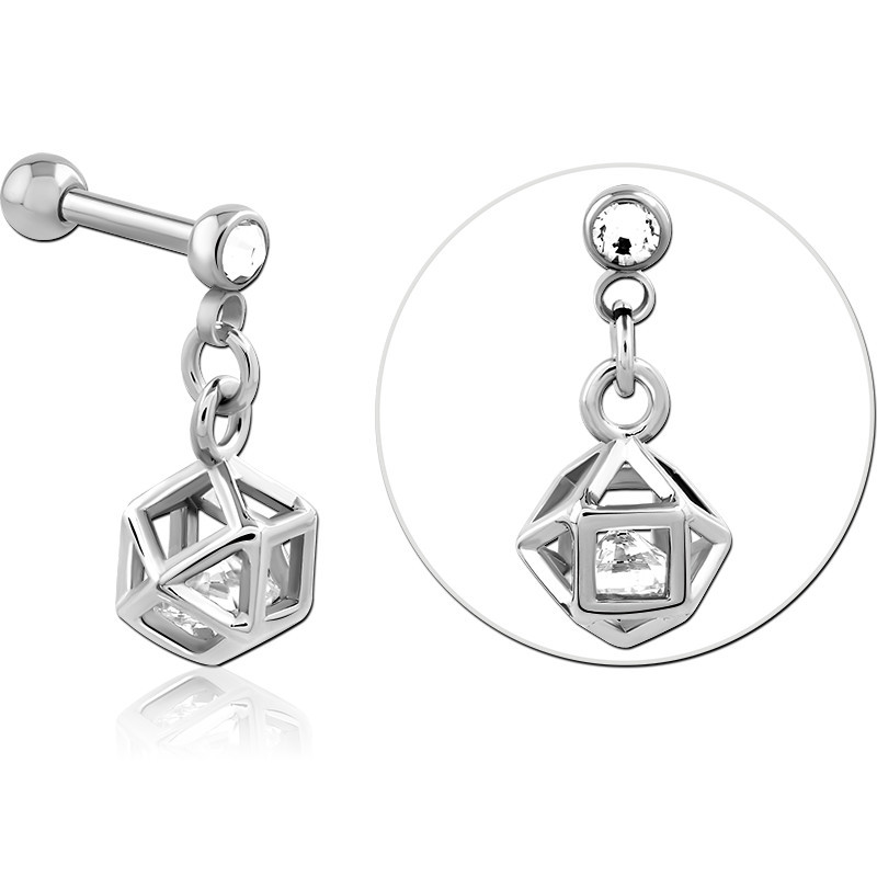 SURGICAL STEEL JEWELED MICRO BARBELL WITH CHARM