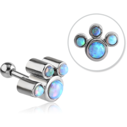 SURGICAL STEEL OPAL JEWELED TRAGUS BARBELL