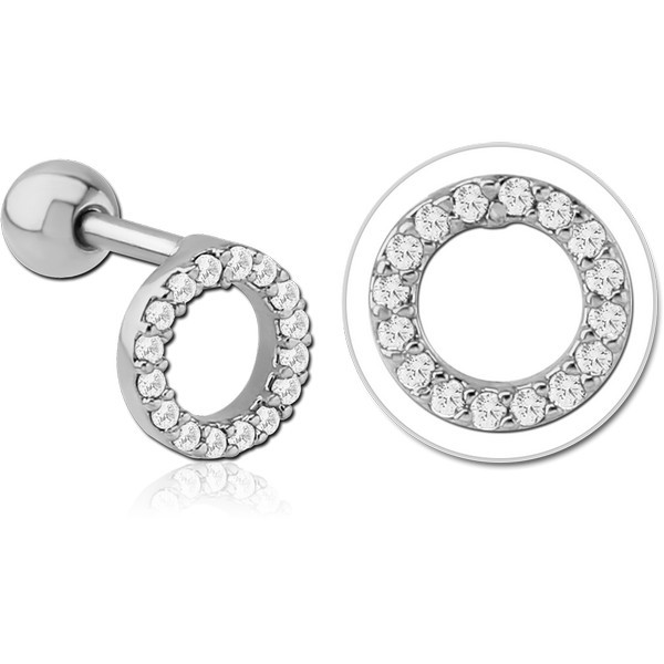 SURGICAL STEEL JEWELED TRAGUS MICRO BARBELL