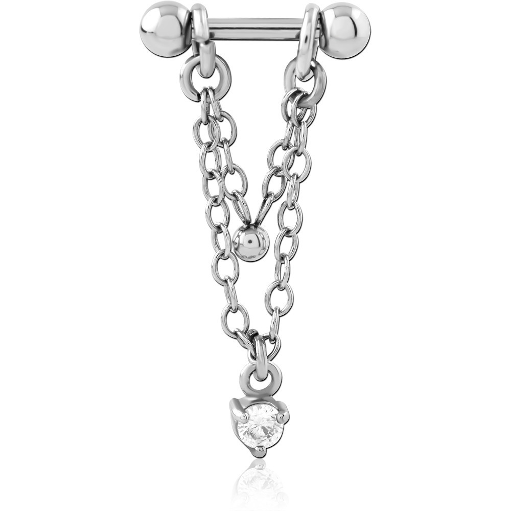SURGICAL STEEL MICRO BARBELL WITH CHAIN