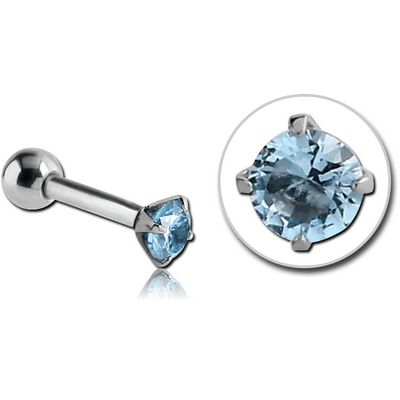 SURGICAL STEEL ROUND PRONG SET JEWELED TRAGUS MICRO BARBELL