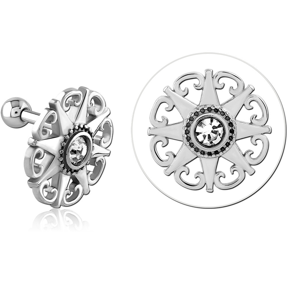 SURGICAL STEEL JEWELED TRAGUS MICRO BARBELL