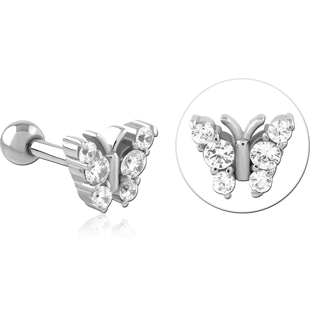 SURGICAL STEEL JEWELED TRAGUS MICRO BARBELL