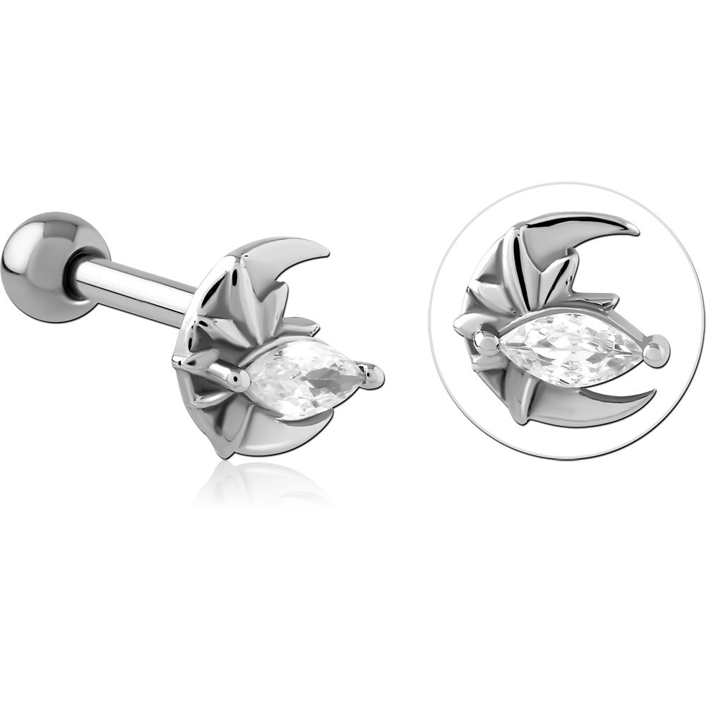 SURGICAL STEEL JEWELED TRAGUS MICRO BARBELL