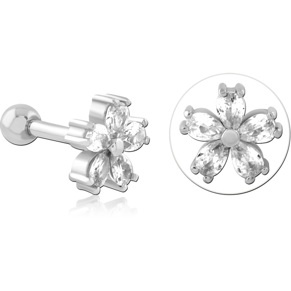 SURGICAL STEEL JEWELED TRAGUS MICRO BARBELL