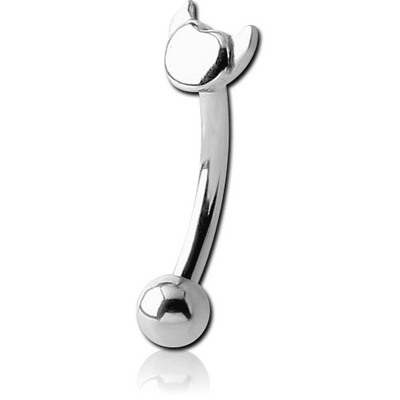 SURGICAL STEEL FANCY CURVED MICRO BARBELL - DEVIL HEAD