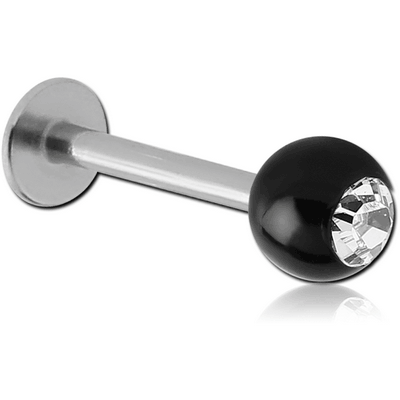 SURGICAL STEEL MICRO LABRET WITH jewelled UV ACRYLIC BALL