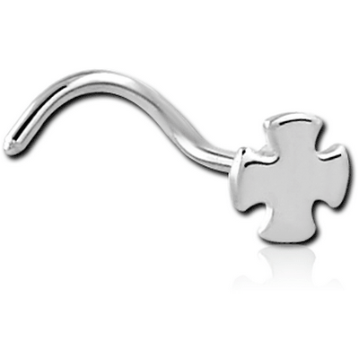 SURGICAL STEEL IRON CROSS CURVED NOSE STUD