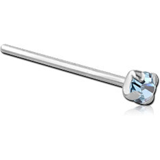 STERLING SILVER 925 JEWELED PRONG SET STRAIGHT NOSE STUD