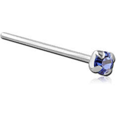 STERLING SILVER 925 JEWELED PRONG SET STRAIGHT NOSE STUD