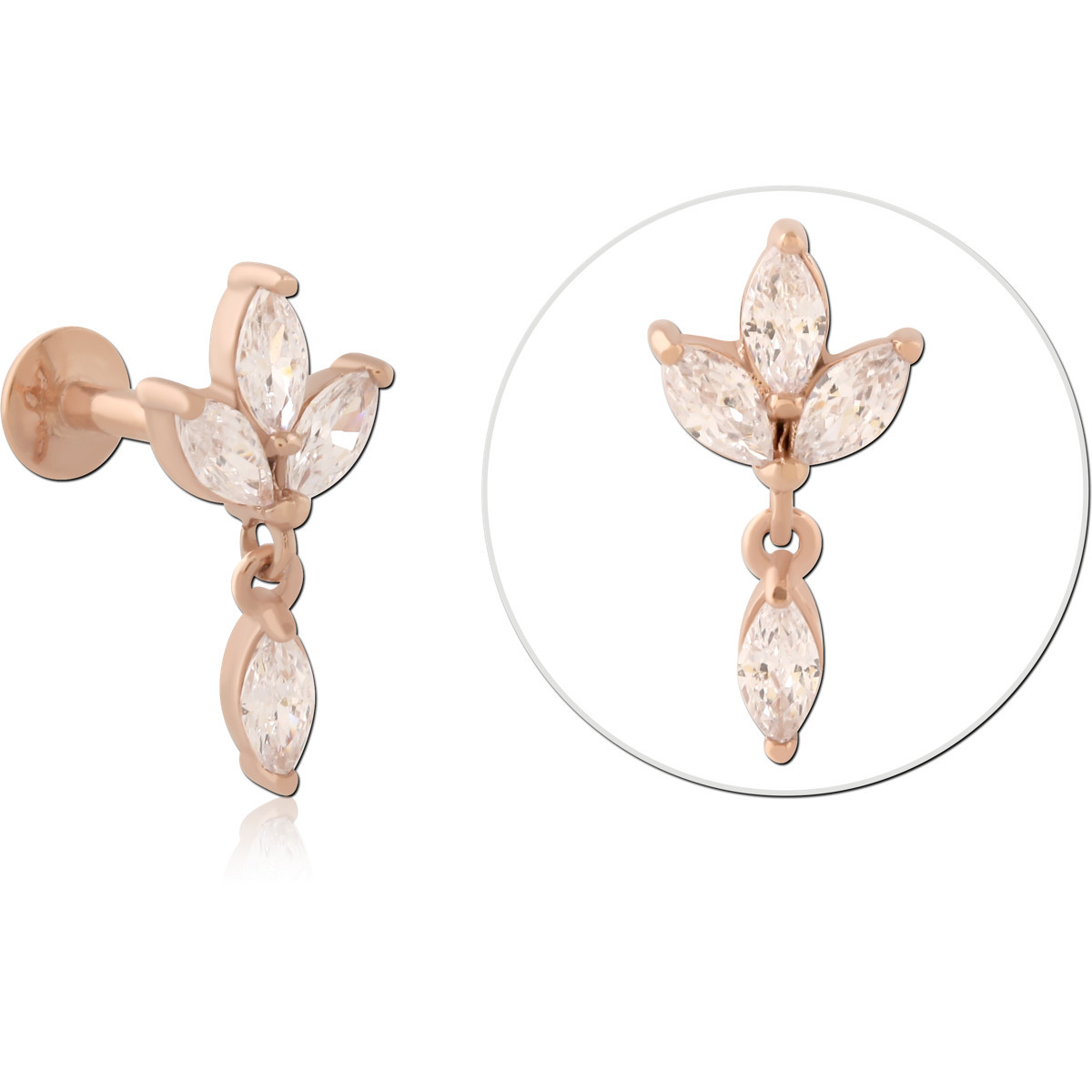 316L ROSE GOLD PVD COATED SURGICAL STEEL INTERNAL LABRET