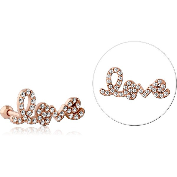ROSE GOLD PVD COATED SURGICAL STEEL JEWELED TRAGUS MICRO BARBELL