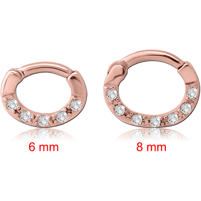 ROSE GOLD PVD COATED SURGICAL STEEL ROUND JEWELLED HINGED SEPTUM CLICKER