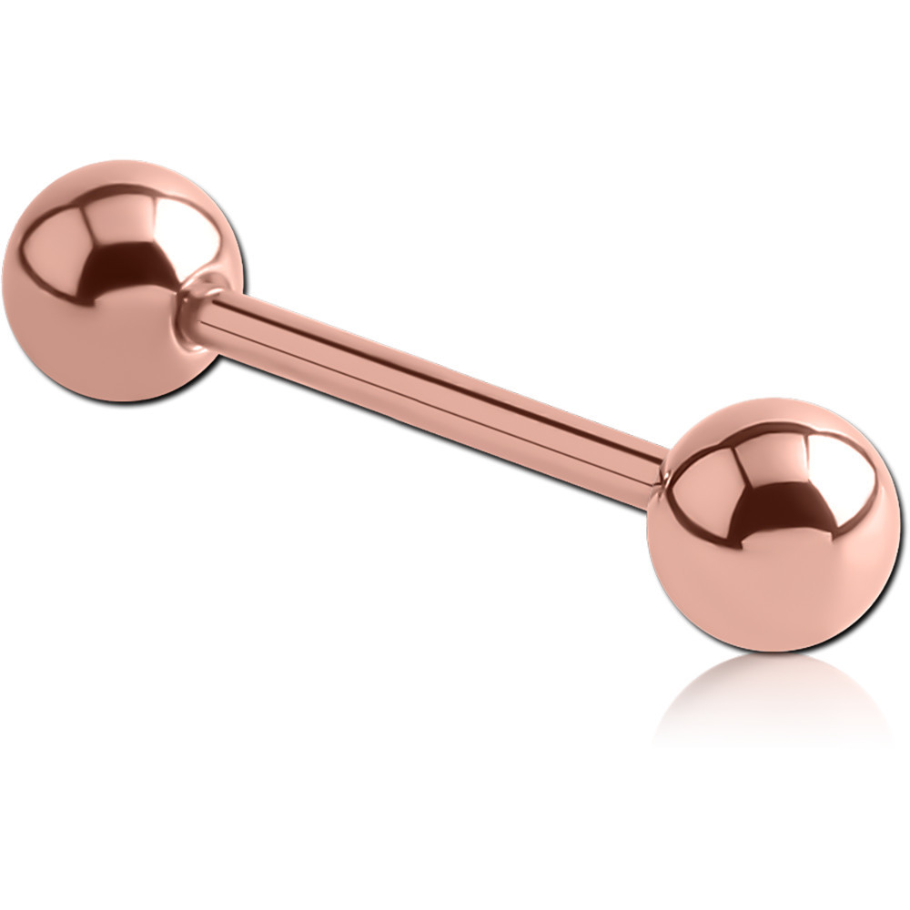 ROSE GOLD PVD COATED TITANIUM GRADE 23 INTERNAL BARBELL POLISHED BALL ENDS