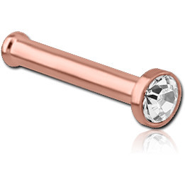 ROSE GOLD PVD COATED TITANIUM PREMIUM CRYSTAL JEWELED NOSE BONE WITH SET STONE