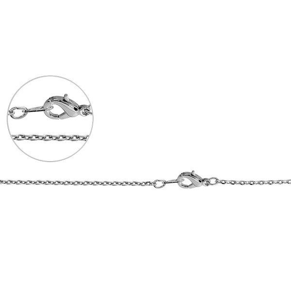 NICKEL FREE RHODIUM PLATED BRASS FLAT CABLE CHAIN NECKLACE WITH LOBSTER LOCK 49CMS WIDTH*1.6MM