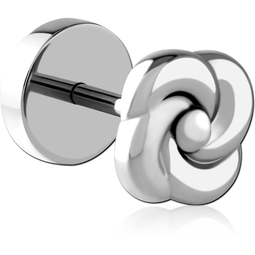 SURGICAL STEEL FAKE PLUG ROSE SWIRL FACE POLISHED DESIGN