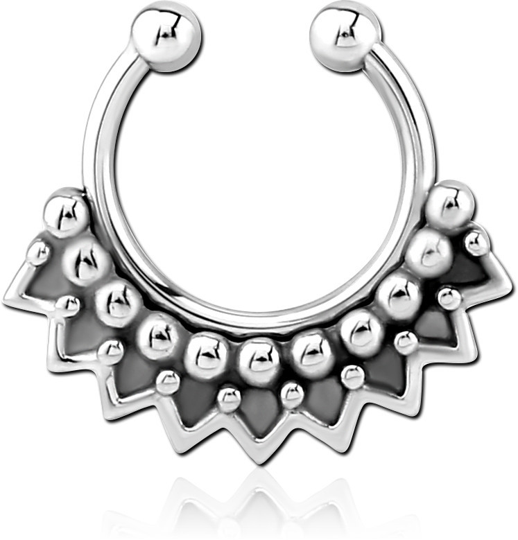 SURGICAL STEEL FAKE SEPTUM RING - DOTS AND CIRCLES