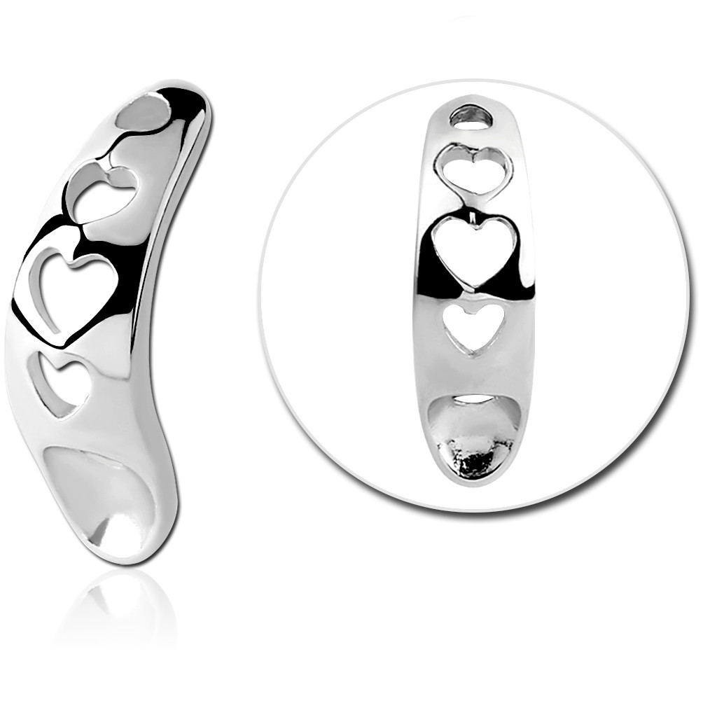 SURGICAL STEEL INTIMATE SHIELD THREE HEART CUTOUTS CURVED DESIGN PLATE