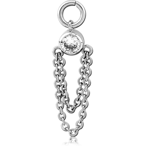 SURGICAL STEEL ATTACHMENT FOR INTIMATE PIERCING - 4MM ROUND WITH LOOP CHAINS