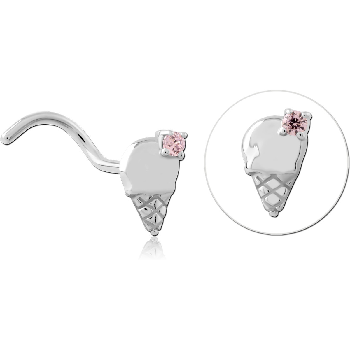 SURGICAL STEEL CURVED JEWELED NOSE STUD