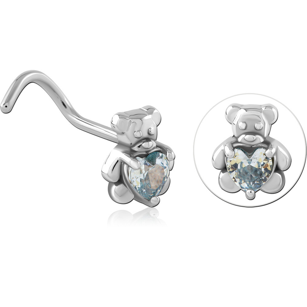 SURGICAL STEEL CURVED JEWELED NOSE STUD