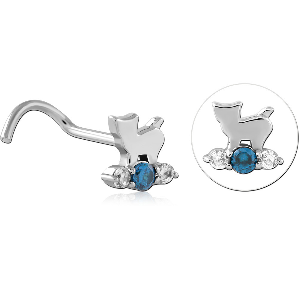 SURGICAL STEEL CURVED JEWELED NOSE STUD