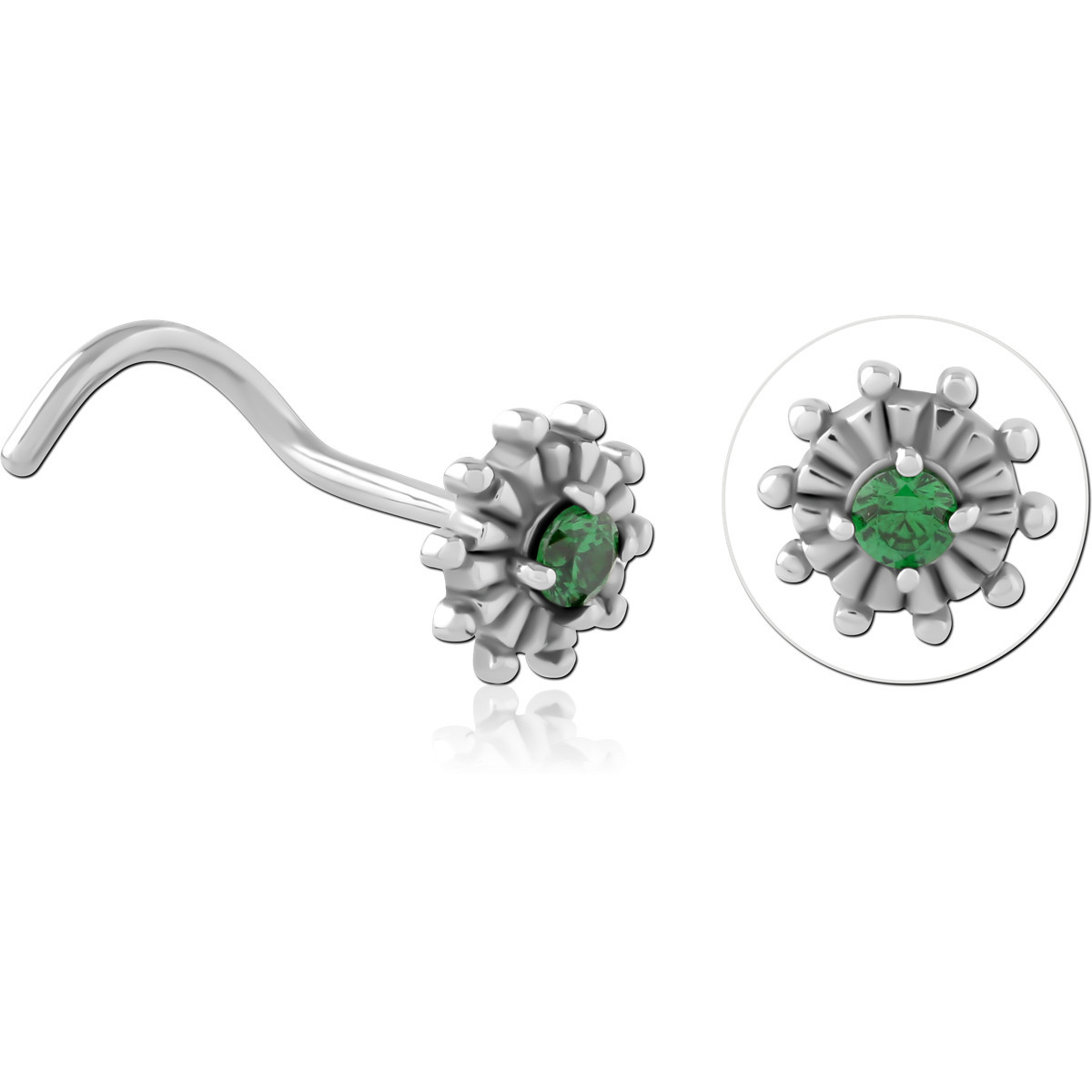SURGICAL STEEL CURVED JEWELED NOSE STUD