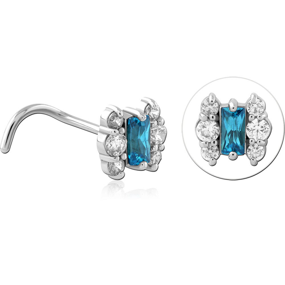 SURGICAL STEEL CURVED JEWELED NOSE STUD