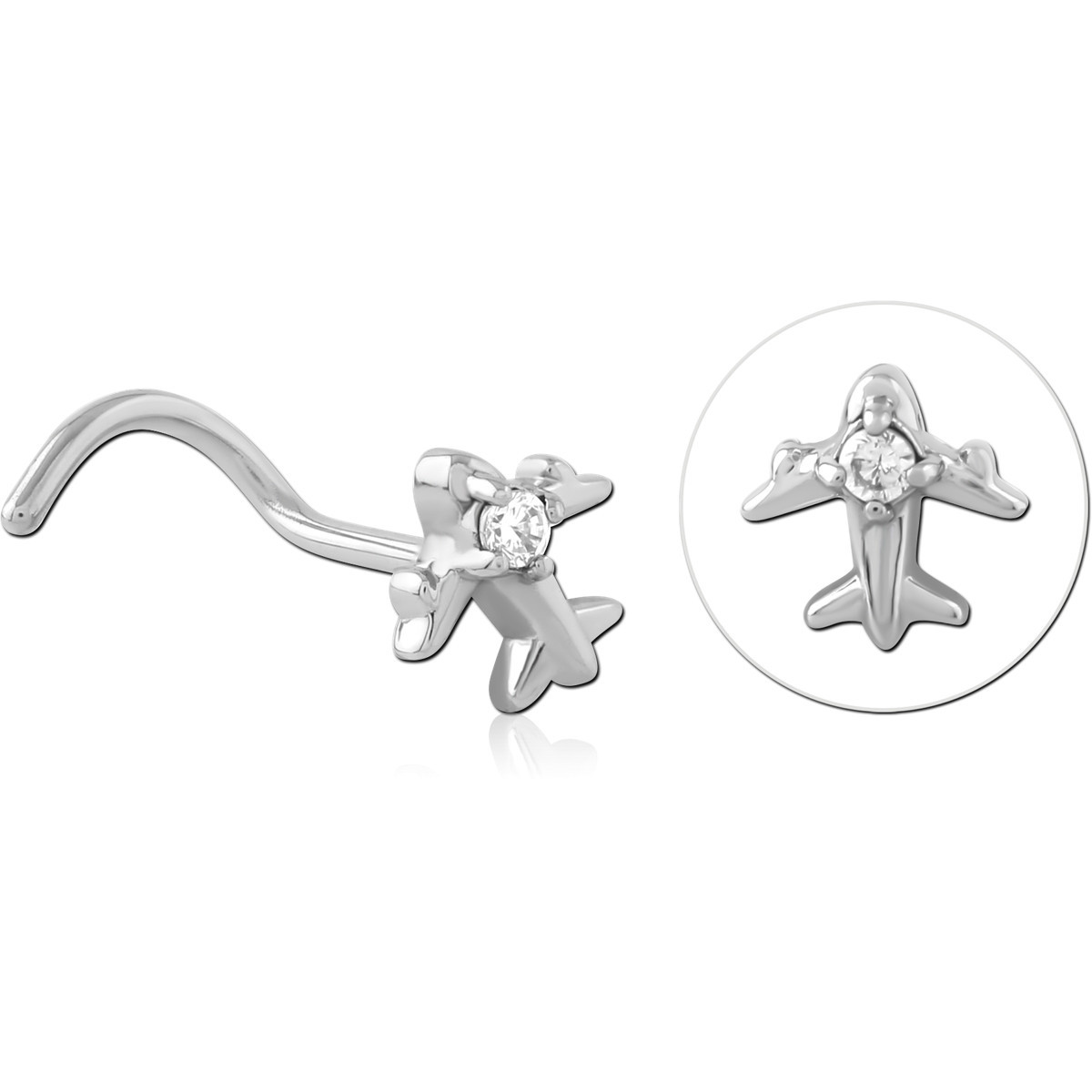 SURGICAL STEEL CURVED JEWELED NOSE STUD
