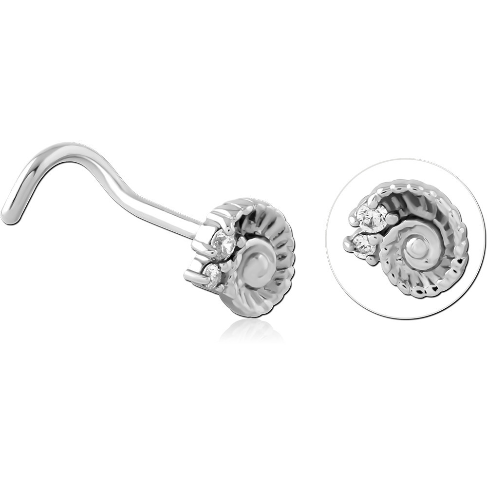 SURGICAL STEEL CURVED JEWELED NOSE STUD