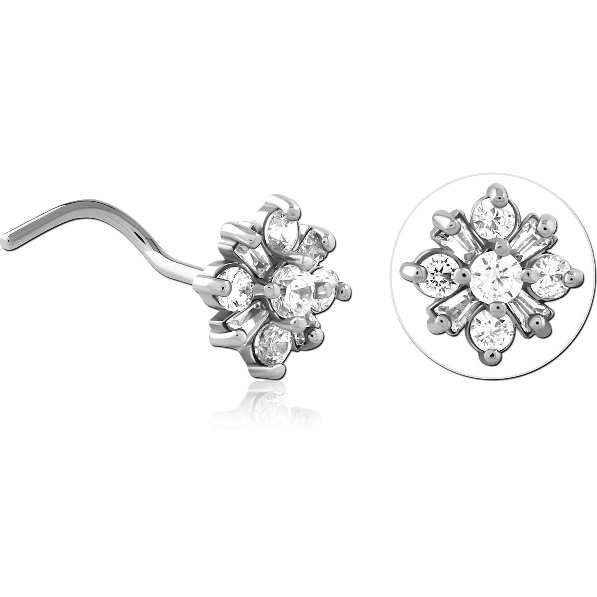 SURGICAL STEEL CURVED JEWELED NOSE STUD