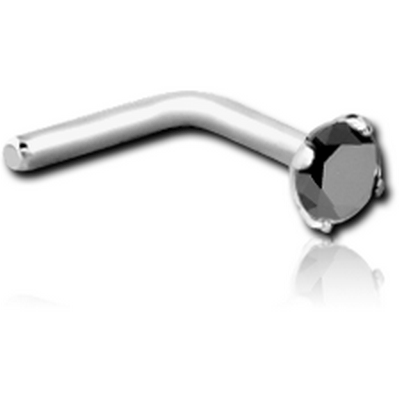 SURGICAL STEEL 90 DEGREE PRONG SET 2.5MM JEWELLED NOSE STUD