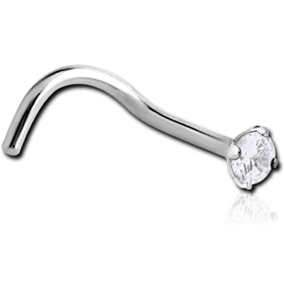 SURGICAL STEEL CURVED PRONG SET 2.5MM JEWELED NOSE STUD